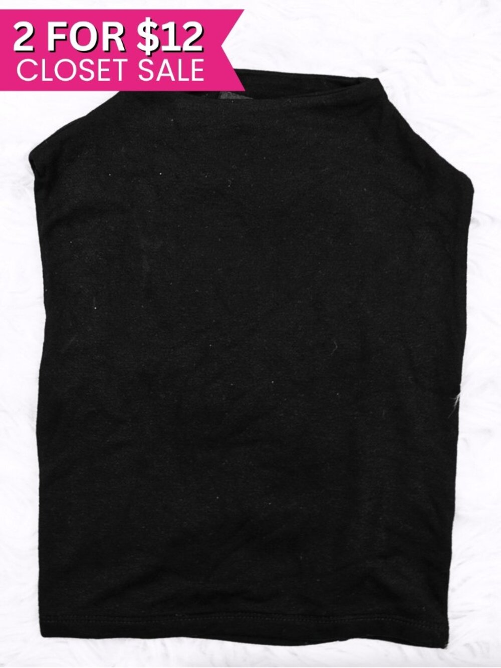 Naked Wardrobe Black Tank Crop Top XS Sleeveless Backless Knit Stretch Shirt